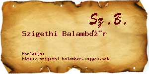 Szigethi Balambér névjegykártya